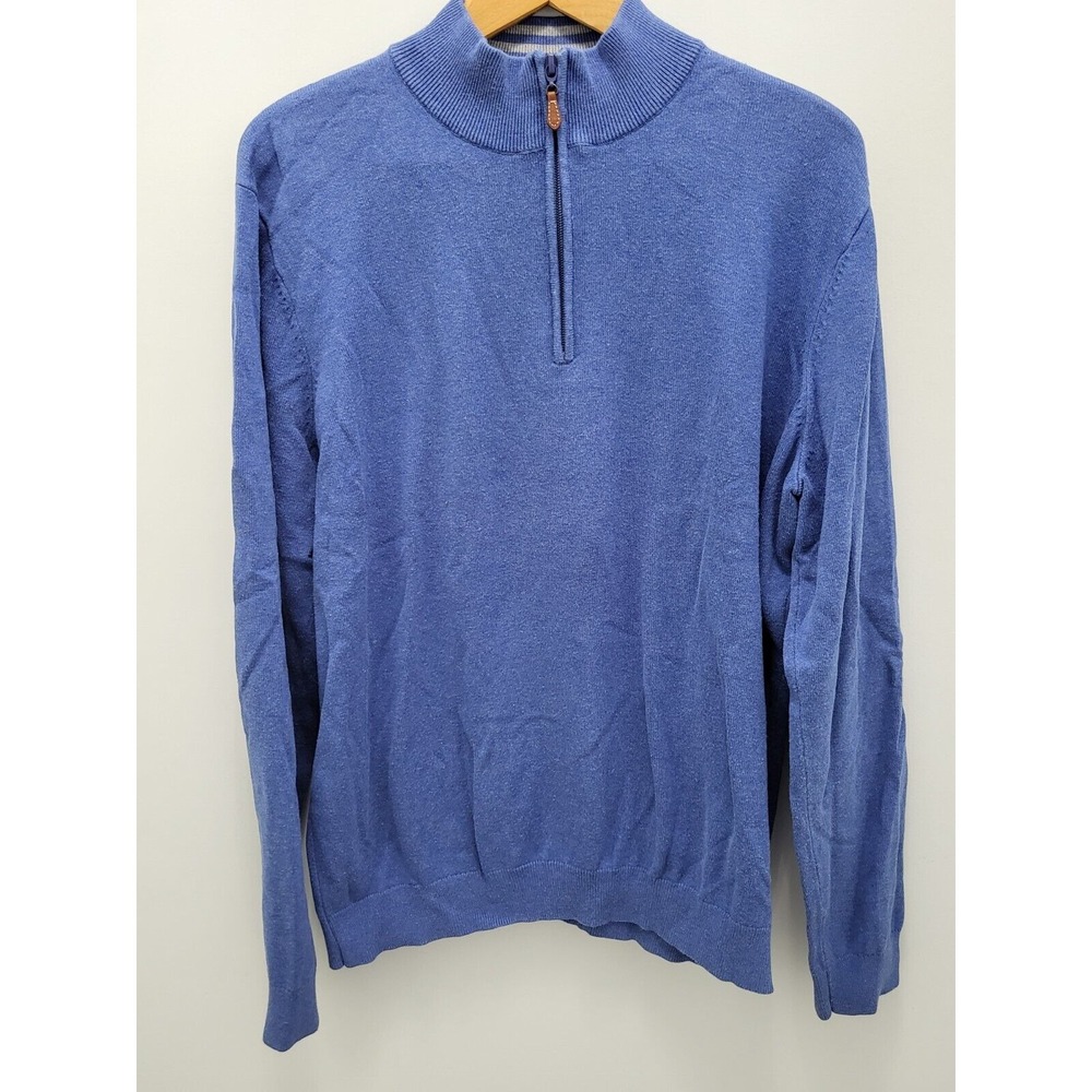 J. McLaughlin 1/4 Zip‎ Sweater Mens L Blue Cotton Modal Spandex